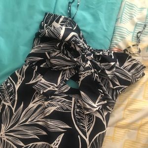 Leaf Print Front Tie Minidress